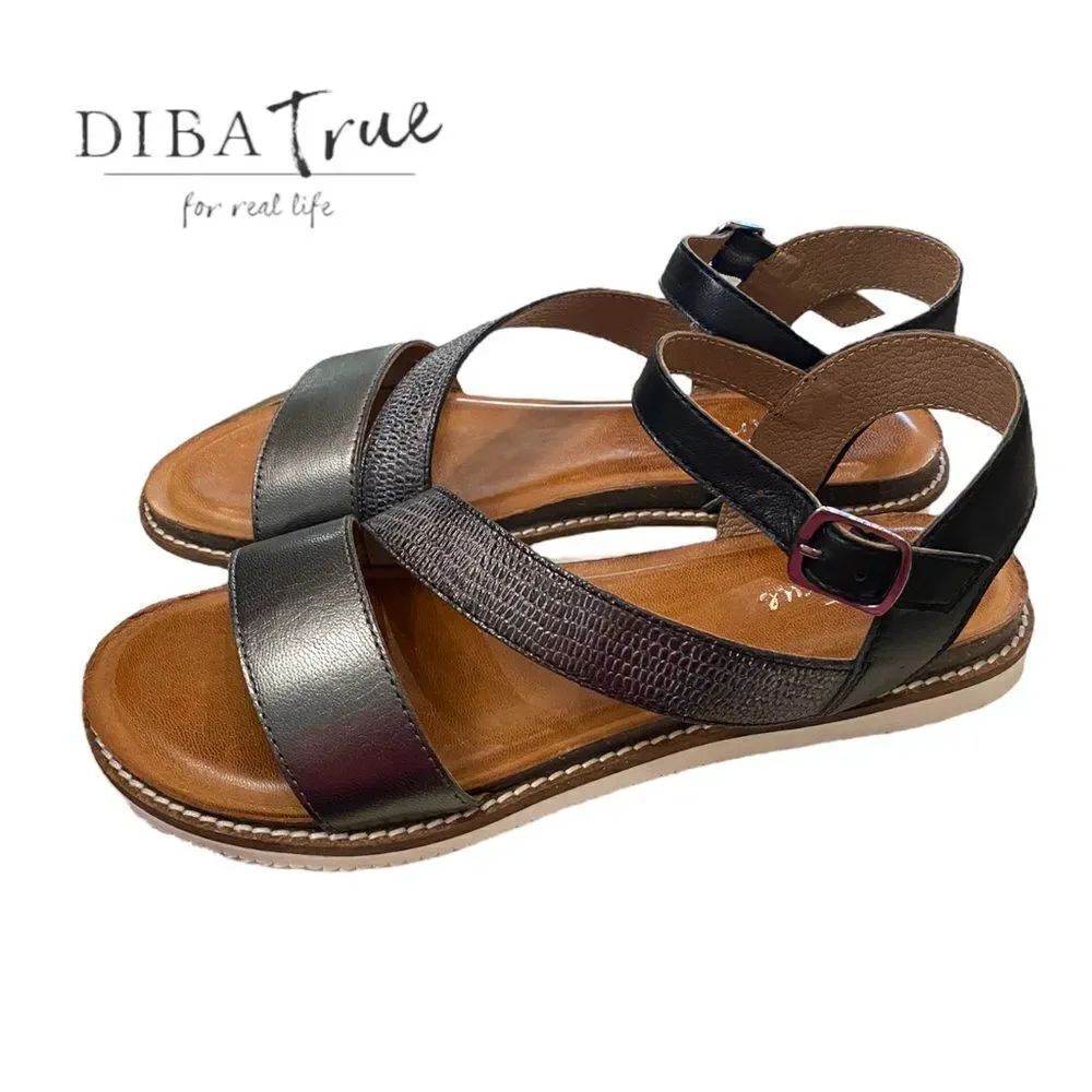 DIBA TRUE Fiesta Time Pewter Black Women's Sandals NEW 9.5